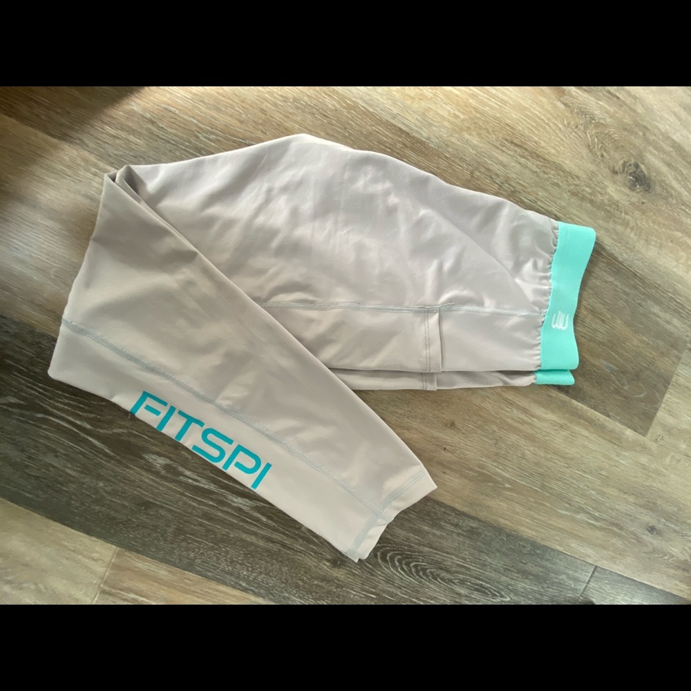 Fitspi- blue and gray leggings w phone pocket